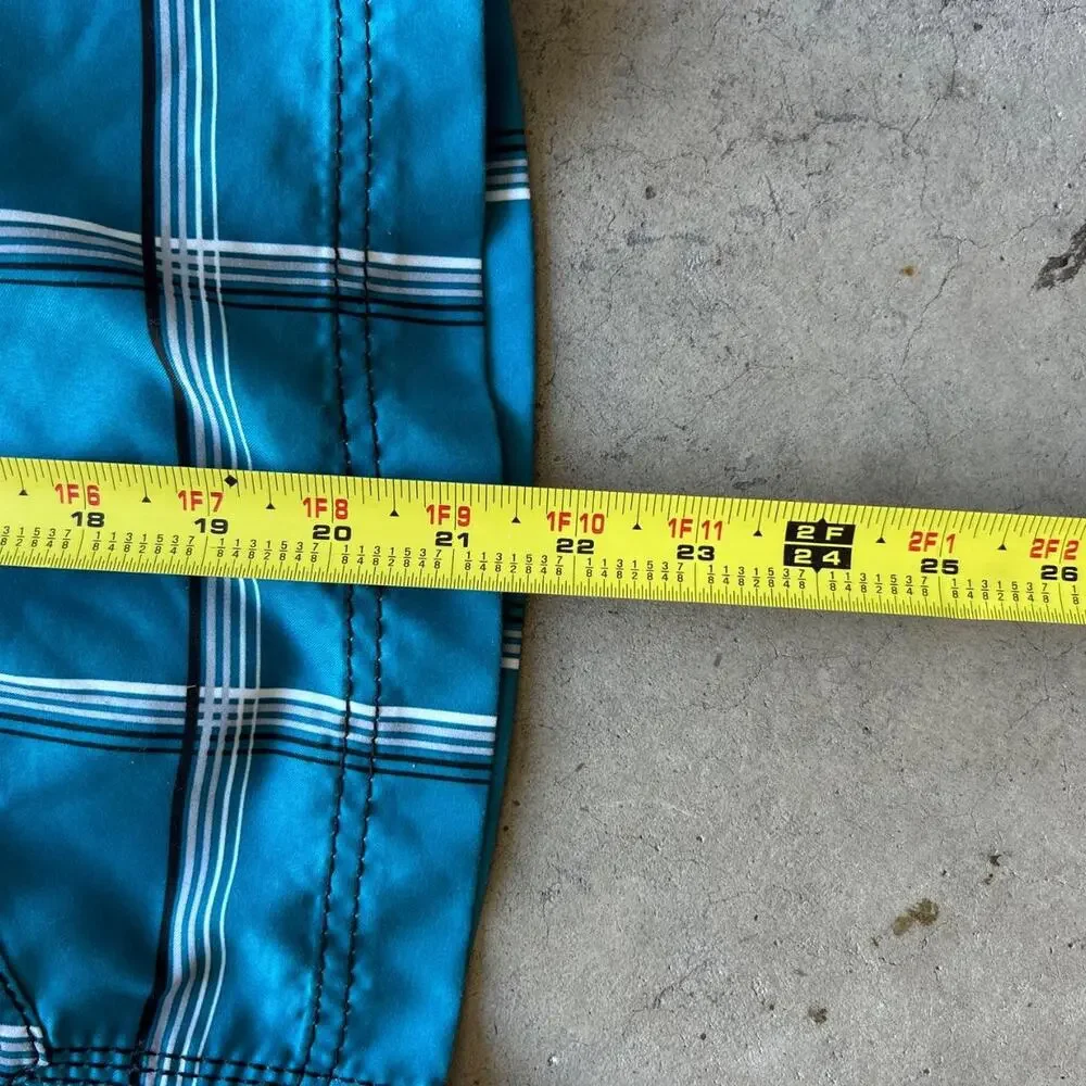 Vintage baggy grail plaid teal billabong board short swimsuit